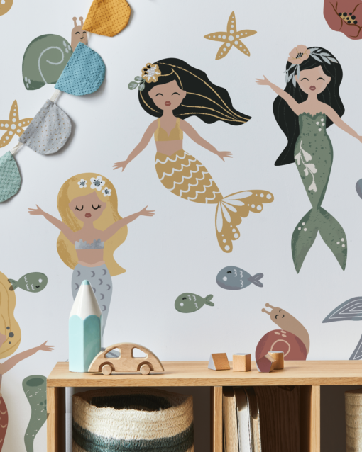 Decorațiuni perete cu autocolante sirene pentru fete